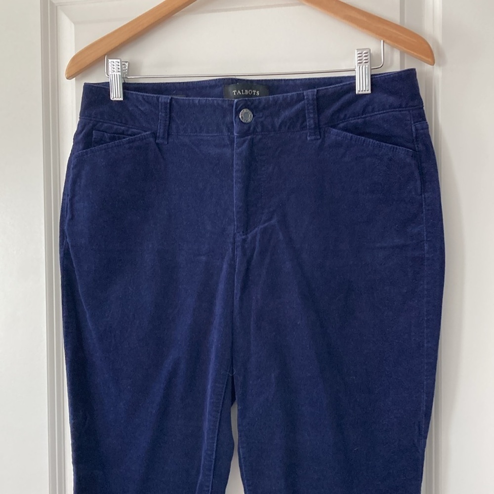 Talbots 10 blue pants curvy velour - Picture 3 of 13